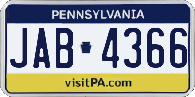 PA license plate JAB4366