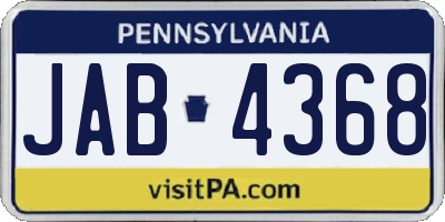 PA license plate JAB4368