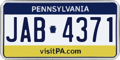 PA license plate JAB4371