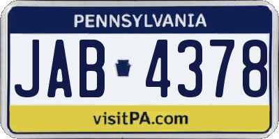 PA license plate JAB4378