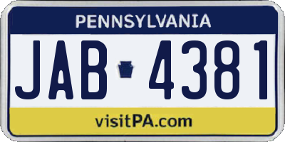 PA license plate JAB4381