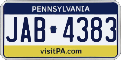 PA license plate JAB4383