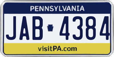 PA license plate JAB4384