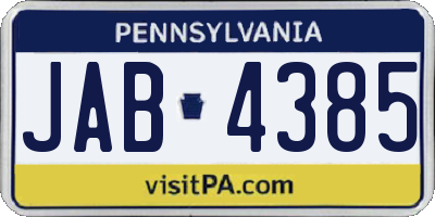 PA license plate JAB4385