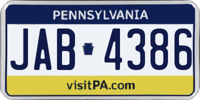 PA license plate JAB4386