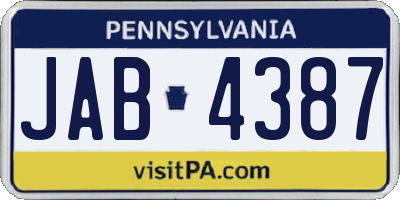 PA license plate JAB4387