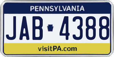 PA license plate JAB4388