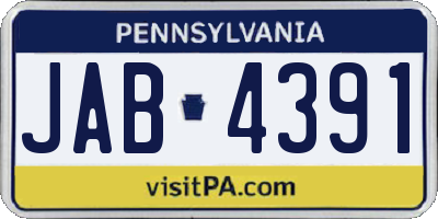 PA license plate JAB4391