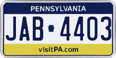 PA license plate JAB4403