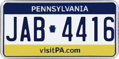 PA license plate JAB4416