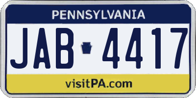 PA license plate JAB4417