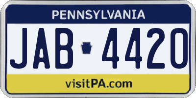 PA license plate JAB4420