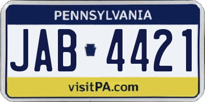 PA license plate JAB4421