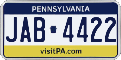 PA license plate JAB4422