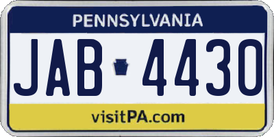 PA license plate JAB4430