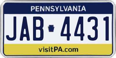 PA license plate JAB4431