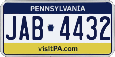 PA license plate JAB4432