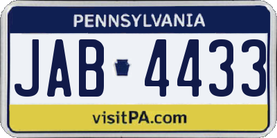 PA license plate JAB4433