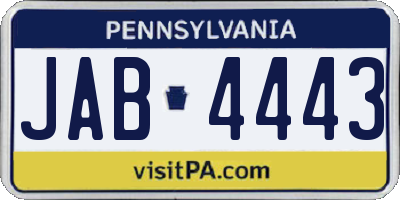 PA license plate JAB4443