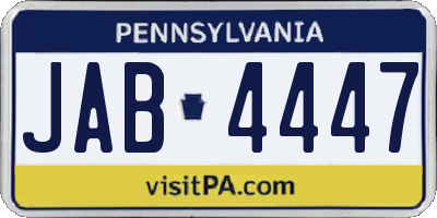 PA license plate JAB4447
