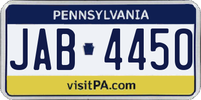 PA license plate JAB4450