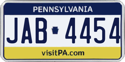 PA license plate JAB4454