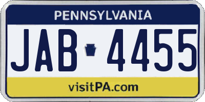 PA license plate JAB4455