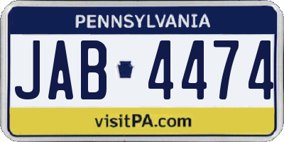 PA license plate JAB4474