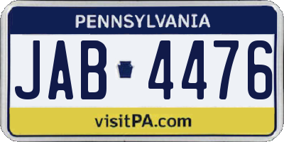 PA license plate JAB4476
