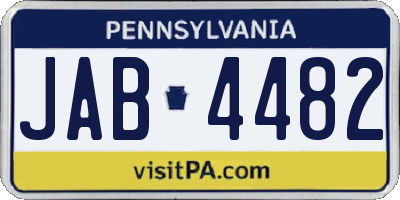 PA license plate JAB4482