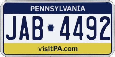 PA license plate JAB4492