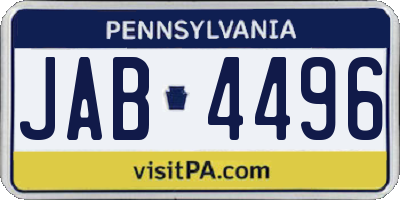 PA license plate JAB4496