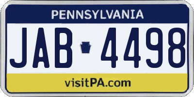 PA license plate JAB4498
