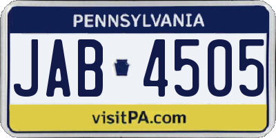 PA license plate JAB4505