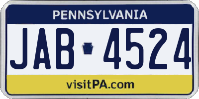 PA license plate JAB4524