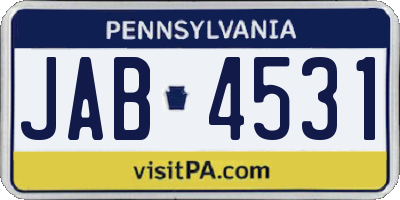 PA license plate JAB4531