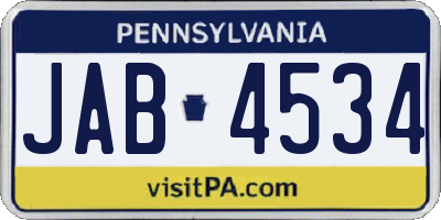 PA license plate JAB4534