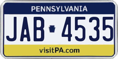 PA license plate JAB4535