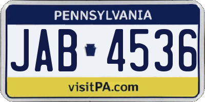 PA license plate JAB4536