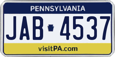 PA license plate JAB4537