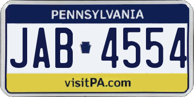 PA license plate JAB4554