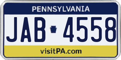 PA license plate JAB4558