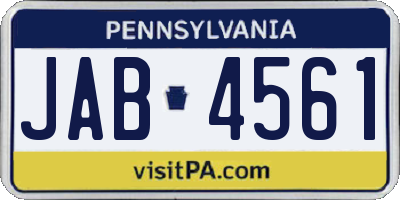 PA license plate JAB4561