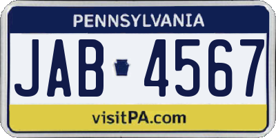 PA license plate JAB4567
