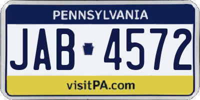 PA license plate JAB4572