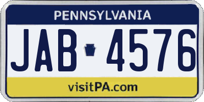 PA license plate JAB4576