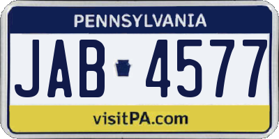 PA license plate JAB4577