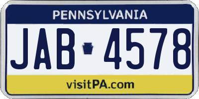 PA license plate JAB4578