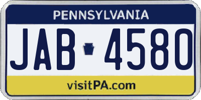 PA license plate JAB4580