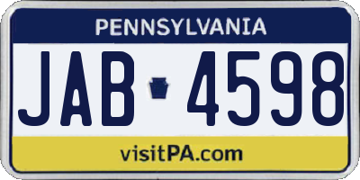 PA license plate JAB4598